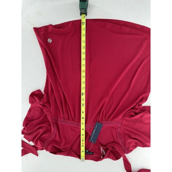 Adrienne Vittadini Top Blouse Size XL Red Neck Tie Classic Career Office Dressy‌ - Picture 14 of 16